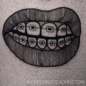 Mouth Tattoo by Emily Alice Johnston #blackwork #handpoke #mouth #lips #EmilyAliceJohnston