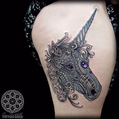 dark unicorn tattoo