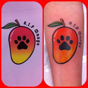 Memorial mango tattoo by Paul Lazarou. #memorial #mango #fruit #PaulLazarou