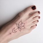 Handpoked lotus tattoo by Anya Barsukova. #AnyaBarsukova #handpoke #minimalist #sacredgeometry #lotus
