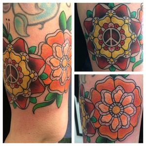 Bright and Bold Flower Mandala Tattoo by Matt Stankis at Northside Tattoos #MattStankis #NorthsideTattoos #Bright #Bold #Flower #Mandala