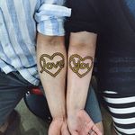 Couple tattoos by Woo #Woo #color #rope #heart #love #couple #tattoooftheday