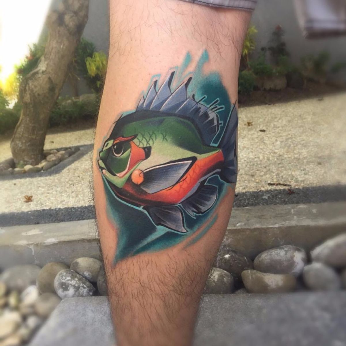 Big fish tattoo. Тату рыба мужская.