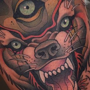 Third Eye Wolf by Alvaro Alonso #AlvaroAlonso #neotraditional #color #wolf #dog #thirdeye #animal #nature #darkart #tattoooftheday