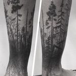 Forest Tattoo by Johannes Folke #forest #blackwork #blackink #illustrative #JohannesFolke