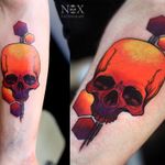 Skull tattoo by Matty Nox #MattyNox #watercolor #skull