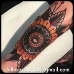 Awesome looking mandala flower by Jelle Soos. #JelleSoos #SwanseaTattooCo #traditional #bold #mandala #flower #mandalaflower