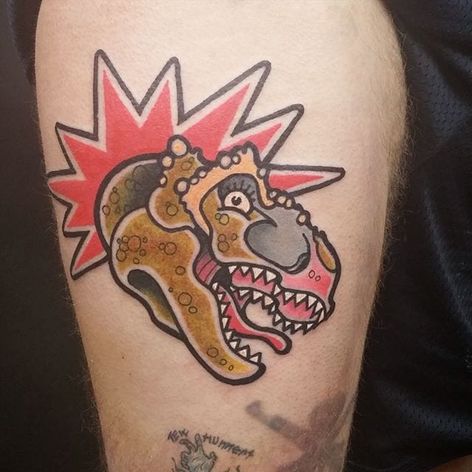 Tatuaje de T-Rex por Carlo Sohl #trex #dinosaur #newschool #newschoolartist #graffiti #newschoolgraffiti #CarloSohl