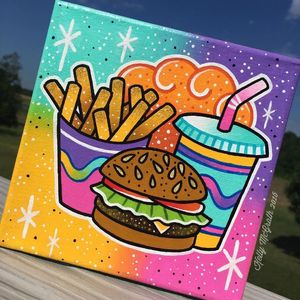 Fast foot art by Kelly McGrath #KellyMcGrath #art #painting #fastfood #burger #fries