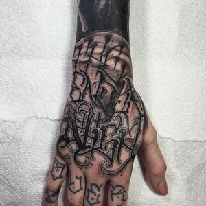 'The end is nigh' lettering hand tattoo by Anrijs Straume. #lettering #wording #blackandgrey #blackwork #AnrijsStraume