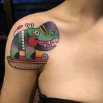 Hippo tattoo by K Lee via IG @ktattooing #hippo #hippopotamus #colorful #cute