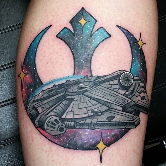 StarWars rebels logo expertly tattooed by AntBate of  MinervaLodgeTattooClub in Chester at Southampto  Star tattoos Star  wars tattoo Tribal sleeve tattoos