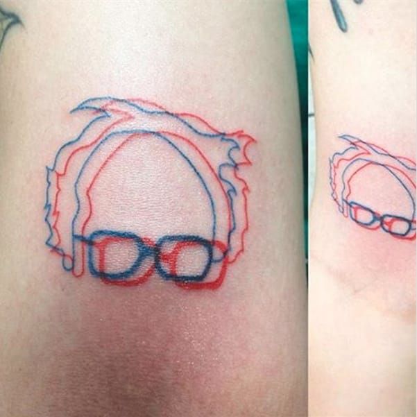 Tattoo uploaded by Xavier • 3-D Bernie Sanders by coryblacksleap via Instagram. #anaglyph #3D #BernieSanders #election2016 #2016 • Tattoodo