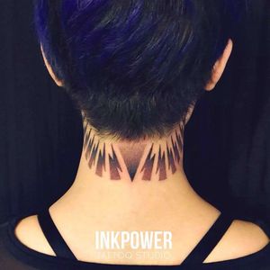 Cool Dotwork Lightning Tattoos on the nape done at Ink Power Tattoo Studio #InkPower #Lightning #LightningBolt #Dotwork