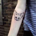 A cute fennec fox head from Rebecca Vincent's portfolio (IG-rebecca_vincent_tattoo). #blackwork #fennecfox #illustrative #RebeccaVincent