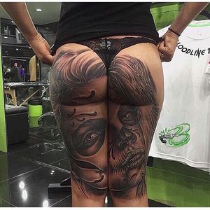 Now that's a blasted ass! (via IG -- ob305_lac) #assblaster #butttattoo