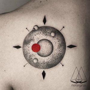 Orbit tattoo. #MentatGamze #Turkish #Turkey #tattooartist #microtattoo #conceptual #geometric #red #planet #orbit