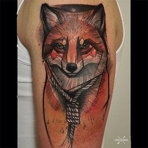 Awesome fox tattoo by Lukas Zglenicki #fox #foxtattoo #LukasZglenicki #illustrative #illustrativestyle #animal
