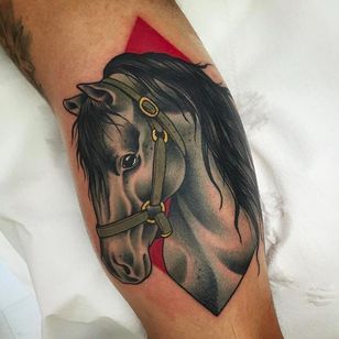 Puro retrato de un caballo de Alvaro Alonso.  #AlvaroAlonso #NeoTraditional #animaltattoo #MalibuTattooSpain #hest