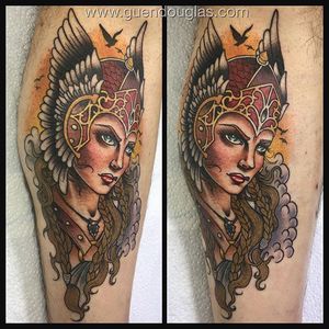 Viking by @Guen_Douglas (via IG-guendouglas) #viking #woman #ladyhead #neotraditional #color #GuenDouglas #girlsgirlsgirls