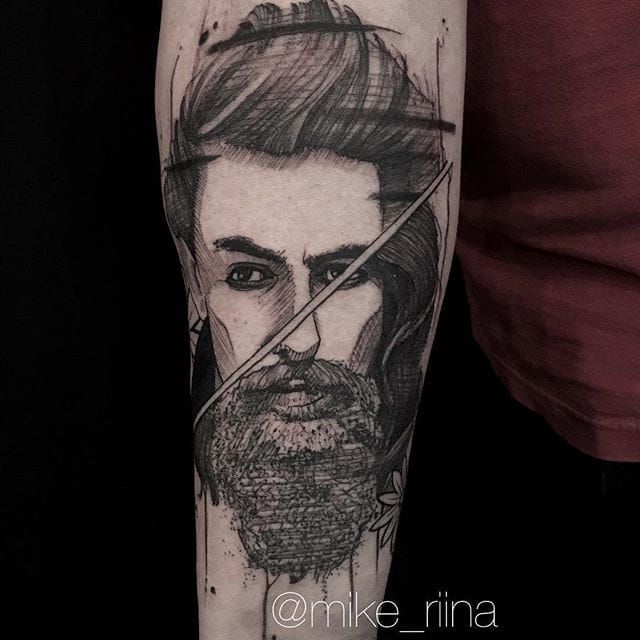 Tattoo uploaded by Xavier • Bearded man tattoo by Mike Riina. #MikeRiina  #sketch #blackandgrey #portrait #man #beard • Tattoodo