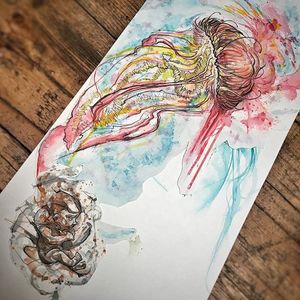 Bernd's painting on paper is identical on skin Tattoo by Bernd Muss #BerndMuss #watercolor #freestyle #illustration #painting