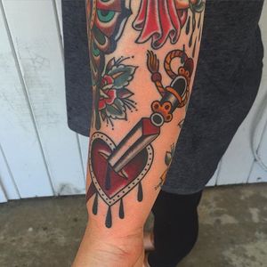 Dagger Tattoo by Drake Sheehan #dagger #heat #traditional #traditionalartist #oldschool #boldwillhold #DrakeSheehan