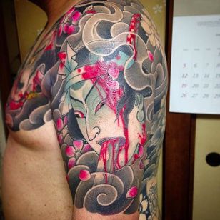 Otro increíble tatuaje namakubi de Horimatsu.  #Horimatsu # Estilo japonés # Tatuaje japonés #horimono #namakubi #severedhead
