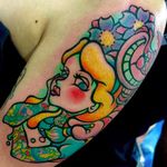 Tattooed Alice tattoo by @pikkapimingchen #cartoon #neotraditional #cartoonstyle #bright_and_bold #aliceinwonderland