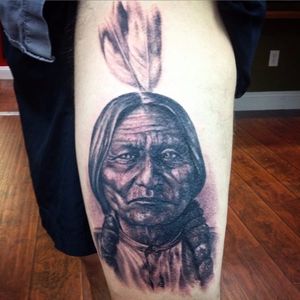 Sitting Bull Tattoo by Jason Adkins #SittingBull #NativeAmerican #Portrait #JasonAdkins