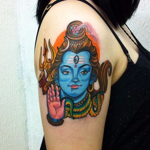 Shiva Tattoo by Derek Padilha #Shiva #Hinduism #deity #traditional #DerekPadilha