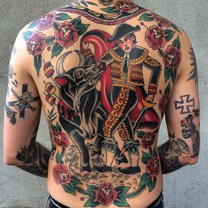 Matador tattoo by Dan Santoro #matador #bullfighter #traditional #DanSantoro