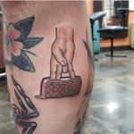 Funny Tattoos: Two in the Pink and One in the Stink by Huka #iamhuka #funnytattoos #color #traditional #newtraditional #icecream #hand #pink