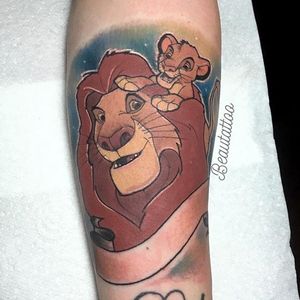 “Lion King  ” tattoo by Beau Redman. #BeauRedman #popculture #Disney #childhood #film #lionking