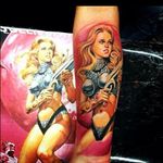 A portrait of Barbarella by Cody Young (IG—codyyoungtattooer). #Barbarella #CodyYoung #pinups #spaceage #traditional
