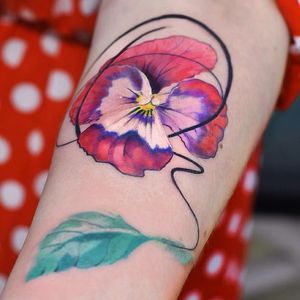 Watercolour flower tattoo by Aleksandra Katsan #AleksandraKatsan #watercolour #watercolor #flower