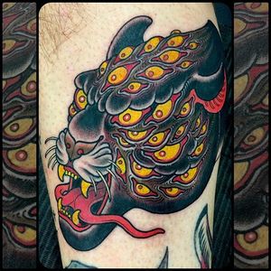 All Seeing Panther Tattoo by Curt Baer #panther #panthertattoo #bigcat #bigcattattoo #bigcattattoos #traditional #neotraditional #CurtBaer