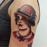 Old school lady tattoo by Rion #Rion #traditional #lady