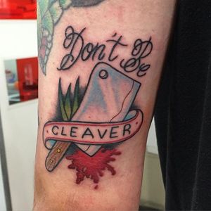 Cleaver Tattoo, artist unknow #cleaver #knife #knifetattoos #butcher
