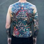 Epic back-piece via @kirk_jones_tattoo #kirkjones #backpiece #traditional