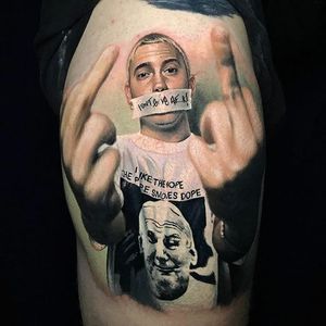 Eminem by Steve Butcher #SteveButcher #color #portrait #realism #eminem #tattoooftheday