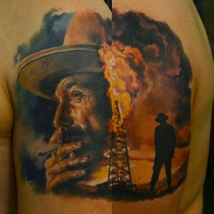 There Will Be Blood tattoo by Den Yakovlev #DenYakovlev #therewillbeblood #paulthomasanderson