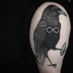 Blackwork crow tattoo by Sylvie le Sylvie. #SylvieLeSylvie #blackwork #pattern #crow #blackwork