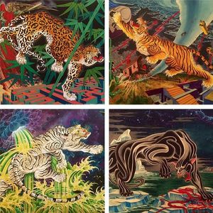A collage of Timothy Hoyer's (IG—timothyhoyer) badass big cat paintings. #bigcats #fineart #intense #painting #TimothyHoyer