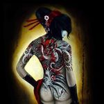 Fancy a backpiece like this? Painting by Martin Darkside. #MartinDarkside #prettypieceofflesh #darkart #tattoedartist #UKpainter #pinupgirls #horror #oilpainting #bradford