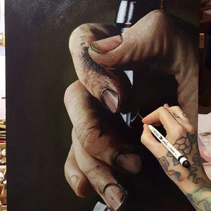 Ink via instagram sandelands #hyperrealism #fineart #fineartist #artshare #hands #inkstain #pen  #jackeesandelandsstrom