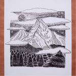 Mountain art by Rose Hendry #RoseHendry #illustration #art #drawing #design #mountain