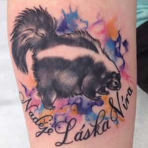Skunk Tattoo by Arley Macdonald #Skunk #SkunkTattoo #AnimalTattoo #WildlifeTattoos #ArleyMacdonald