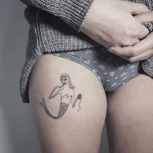 Mermaid tattoo by Bianka Szlachta #BiankaSzlachta #ignorantstyle #folk #naive #linework #minimalistic #mermaid