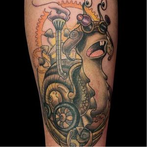 Steampunk snail tattoo by Elie Hammond #ElieHammond #newschool #steampunk #snail
